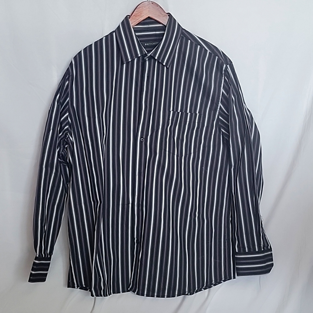 Long Sleeve Black/Grey/Silver Button-Down Shirt
